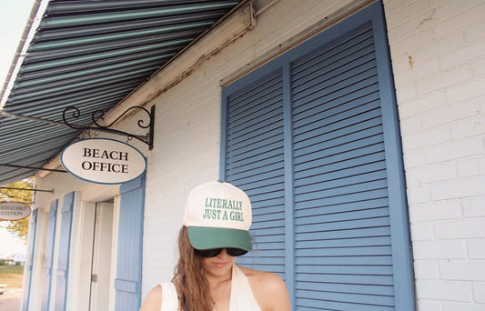 Forest Green Literally Just a Girl Trucker Hat - costal.customs