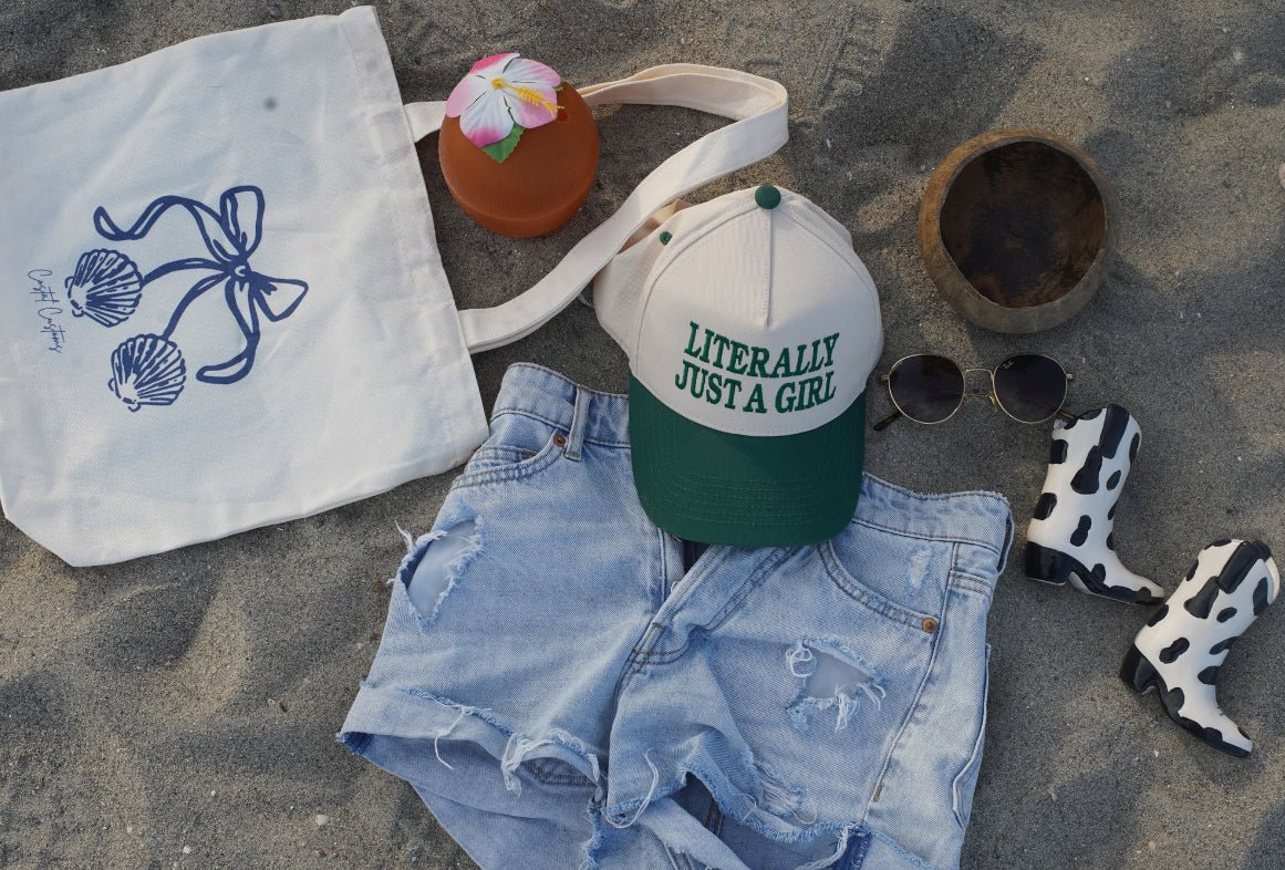 Forest Green Literally Just a Girl Trucker Hat - costal.customs