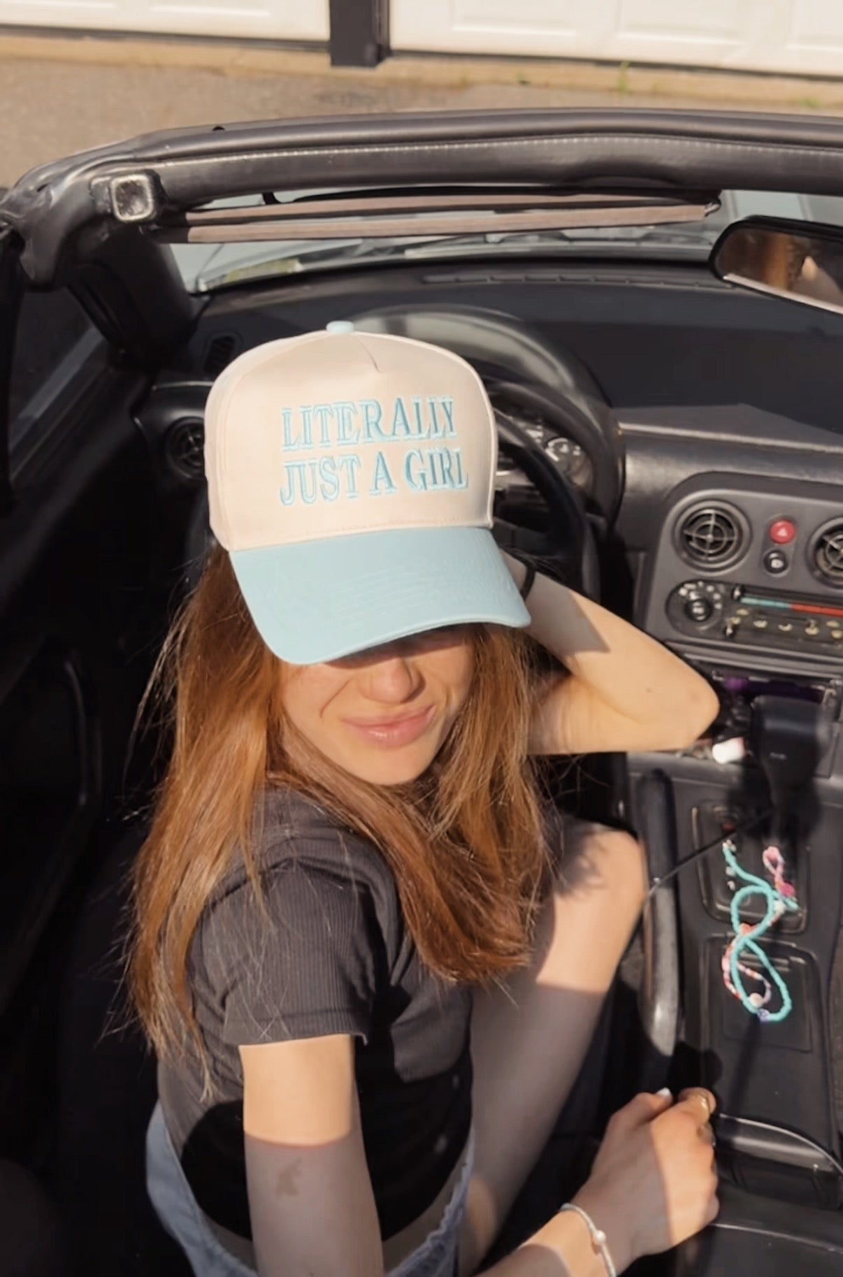 Pool Blue Literally Just a Girl Trucker Hat - costal.customs