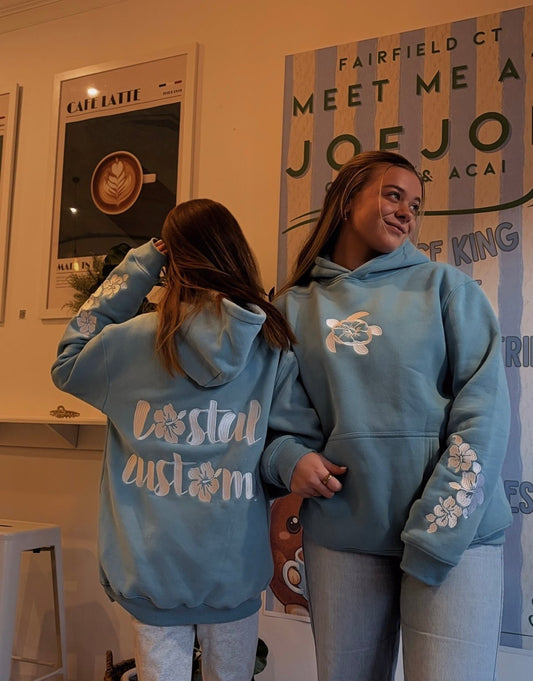 Costal Customs Hibiscus Turtle Hoodie - costal.customs