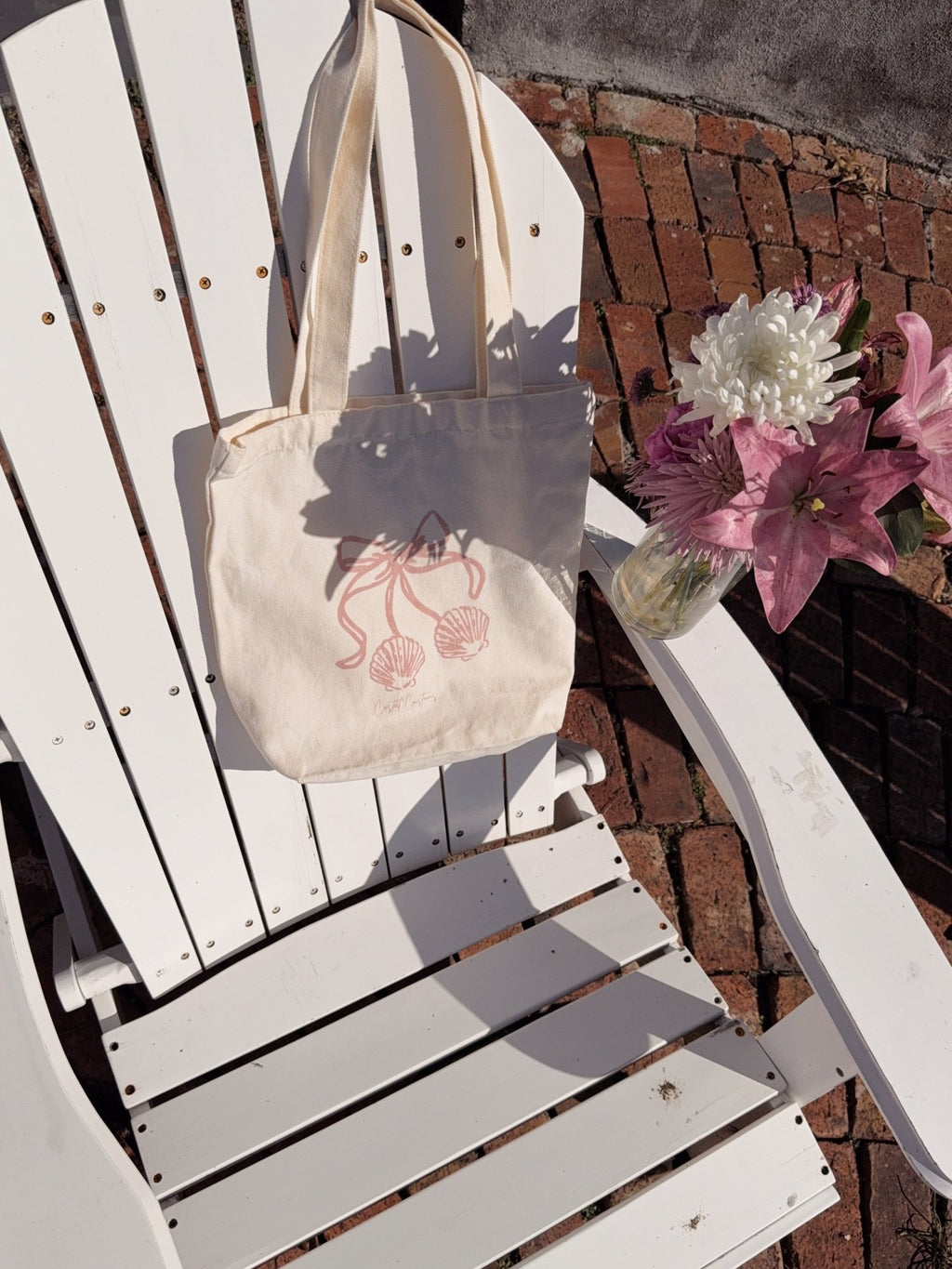 Costal Pink Bow Seashell Tote 𝜗𝜚 - costal.customs