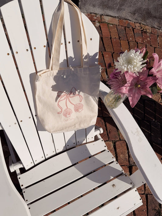 Costal Pink Bow Seashell Tote 𝜗𝜚 - costal.customs