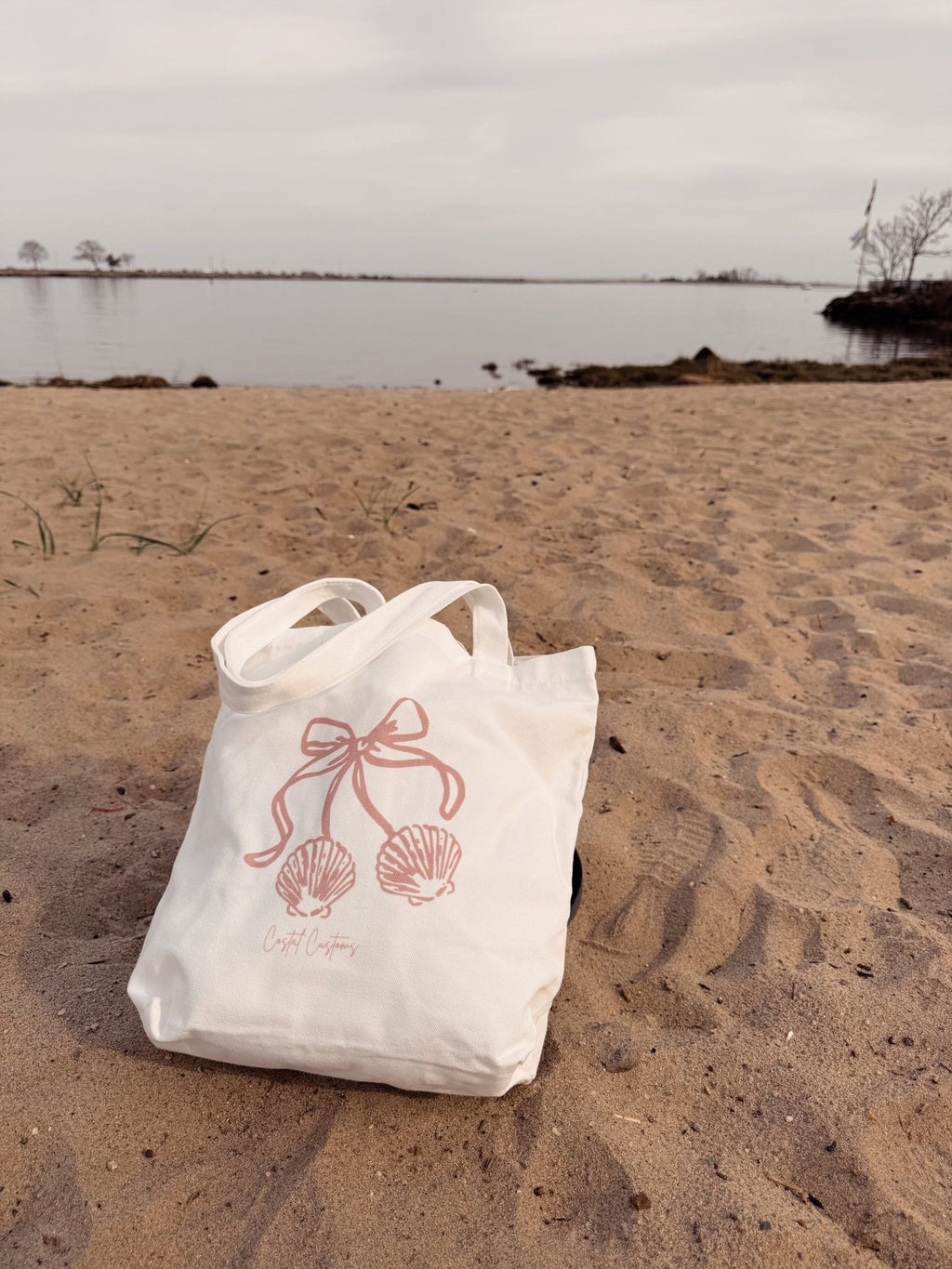 Costal Pink Bow Seashell Tote - costal.customs