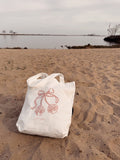 Costal Pink Bow Seashell Tote - costal.customs